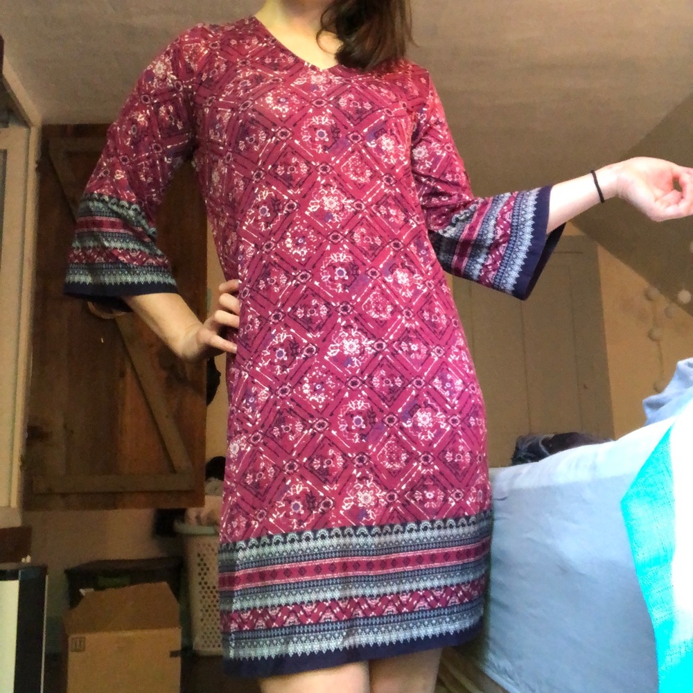 Magenta print dress